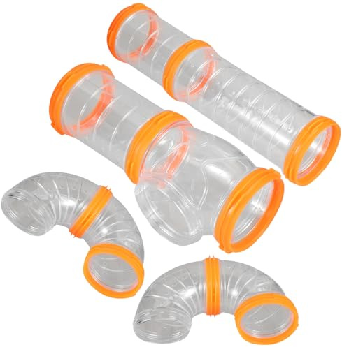Gadpiparty Tube Extérieur pour Hamster en Plastique Blanc et Orange Tunnel Modulaire DIY pour Cage Labyrinthe pour Cobayes et Petits Rongeurs Accessoire Ludique et Sécurisé pour Animaux