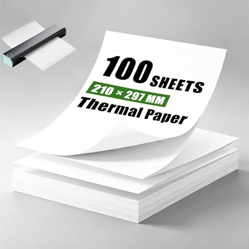 100 Feuilles Papier Thermique A4, Séchage Rapide, Pliable | Papier Imprimante Thermique, pour Documents, Web, Photos