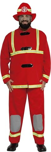 FIESTAS GUIRCA | Disfraz de Bombero Adulto (48-50/M) - Chaqueta, Gorro y Pantalón - Disfraces de Profesiones para Halloween, Carnaval y Fiestas de Disfraces - Ideal para Adultos - Rojo
