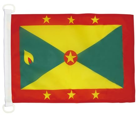 AZ FLAG Pavillon Grenade 45x30 cm Grenadin Maille Bloquée Anneaux Plastique | Usage extérieur et nautique Pavillon nautique Grenada résistant aux intempéries avec coutures doubles et bords renforcés