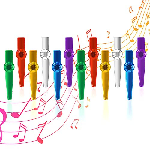 12Pcs Metall Kazoo,Membran Instrument, Kazoo Membran Musikinstrumente,Metall Kasu Instrument Kazoo Gitarre Begleiter Kazoo für Kinder Party Favors Geschenke und Musikliebhaber Anfänger