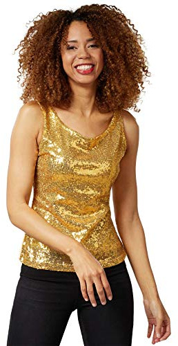 dressforfun Pailletten Top Damen, Glitzer Oberteile Damen, Pailletten Oberteil Damen, Disco Kostüm Damen, sexy Faschingskostüme, Party Oberteil Damen, Party Top, Galaxy Kostüm Damen