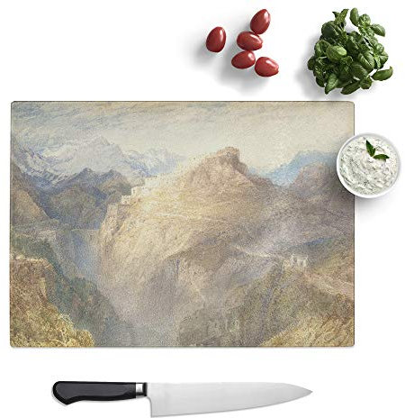 Kitchen Chopping Board Glass - J.M.W. Turner (Joseph Mallord William Turner) Fort - Textured Worktop Saver Cutting Board - Heat Resistant, Shatterproof and Hygenic - 39 x 28.5 cm