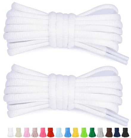 Stepace 2 par 6 mm ovala runda skosnören för sneakers 60 cm – 200 cm längd 18 färgade ovala skosnören vit 100cm