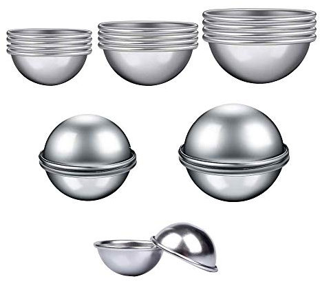 Form für Badebomben, Badebombe Formen, 18 Stücke/9 Paare Bad Bombe Form Aluminium Badebomben Kuchen Molds DIY Seifenform für Hausgemachte Badebomben für Handwerk 3 Größen