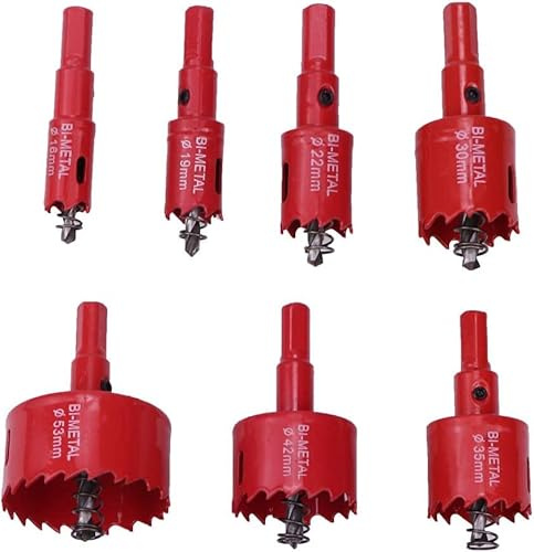Zhongtou 7 pièces Scie Cloche Bois M42 HSS Scie Cloche Placo 16mm,19mm,22mm,30mm,35mm,42mm,53mm Scie Cloche Metal Pour Fer, Aluminium, Cloison Tuyau, PlastiqueScie Cylindrique Foret Kit