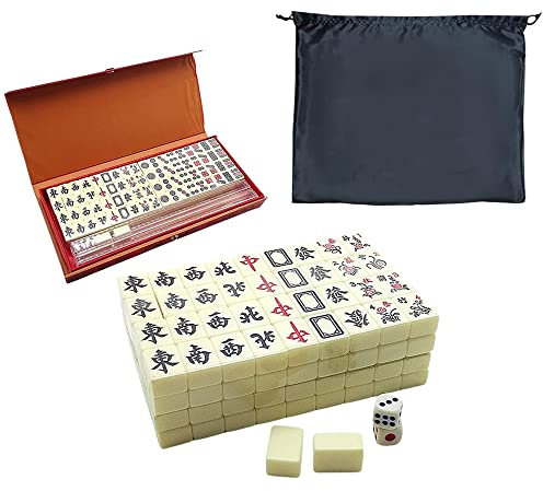 Mini Mahjong Set Box Tragbar Traditionelles Chinesisches Mah Jong Set Mit 144 Majong Spielsteine, Reise Mahjong Set Tragbarer, Chinesisches Strategiespiel Klassische Brettspiele