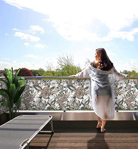 MyMaxxi Balkonbanner Sichtschutz - Vintage Blumen mit Blatt - Abdeckung für Terrasse Balkon - Windschutz Sonnenschutz Blickdicht - Balkonverkleidung wetterfest -