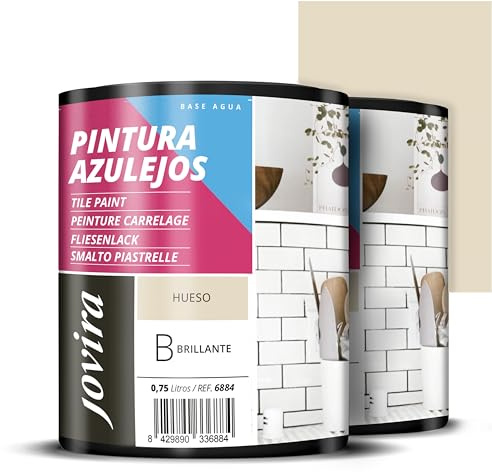 JOVIRA PINTURAS Vernice per piastrelle 1,5 Litri | a base acqua. Dai una nuova immagine alla tua cucina e al tuo bagno. (2 x 750 millilitri, Bianco Sporco). F-13-2