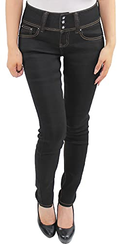 Sotala Damen Jeans Röhrenjeans Skinny Slim Fit Hose Hüftjeans Stretchjeans 3 Knopf Blau, Schwarz