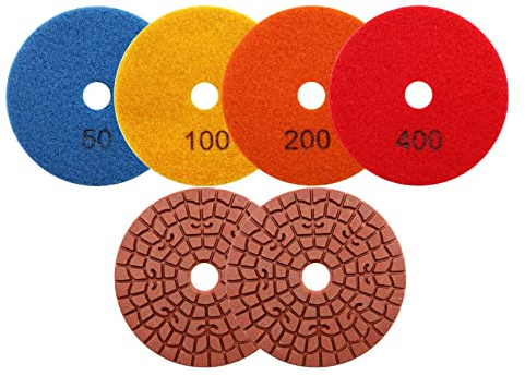 SHDIATOOL Diamond Wet Polshing Pads poleringsskiva, 10 cm dynor för granit, sten, betong, marmor, golv, slipare eller polerare, 50#-400# skiva för våt polering och kvarn