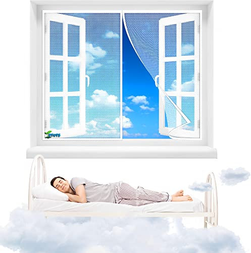Magnet Fliegengitter Fenster, 100 x 175 cm Insektenschutz Fliegenvorhang Balkontür Mückennetz Magnet Tür Vorhang gegen Fliegen Moskito Klettverschlussmontage【Weiß】