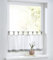 Cottage Scheibengardine Bistrogardine weiß grau kariert mit Schlaufen und Holzkugeln,Reine Baumwolle, Landhaus-Gardine Küche, Breite 120 cm x Höhe 35 cm