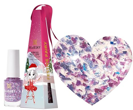 Bluesky Kids Peel-Off Nail Polish Bauble 5ml, Festive Fairy, Pink | Soft rose packed with tiny multicoloured flecks, magic enough for a party. Non-toxic and water-based, safe for small hands.