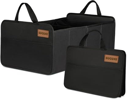 Suguki Kofferraumorganizer, Optimal Organisierter Kofferraum, schwarz, mit Griff, faltbar, wasserabweisend, 50x31x21 cm