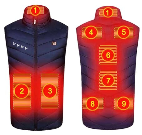 Yolimok 2023 Gilet Chauffant Hommes Femmes Hiver, Veste Chaud LéGer Doudoune Sans Manche,Gilet éLectrique Usb Avec 9 Feuilles de Fhaleur, Gilet Chauffant Lavable Pour Ski en Plein Air Chasse Camping