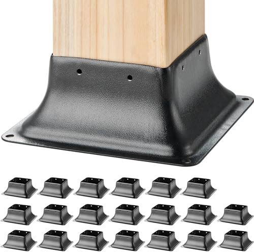 VEVOR Lot de 20 Support de Poteau Bois 4''x4'' 102x102 mm Base de Poteau Interne 91,4x91,4 mm en Acier au Carbone pour Ancrage de Poteau Bois Standard de Rambarde, Main Courante de Terrasse, Porche