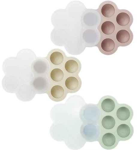 PandaEar Paquete de 3 bandejas para congelar alimentos para bebés con tapas, contenedor de almacenamiento de alimentos de bebé de silicona para alimentos caseros, frutas, purés y leche materna
