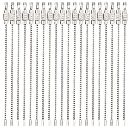 GeOinQL Anello Portachiavi Grande, Anello Portachiavi Loop Cavo for Fune Metallica con Serratura a Chiave in Acciaio Inossidabile con Serratura a Vite for Escursionismo all'aperto