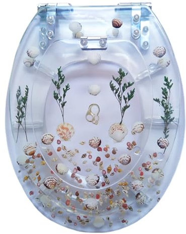 JYHCD WC-Sitz Soft Close Kinder Erwachsene Familie WC-Sitz Mit Eingebautem Töpfchen Training Quick Release U V O Form WC-Deckel-Abdeckung Für Einfache Reinigung,Durchsichtig