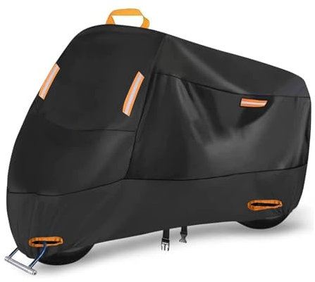 DECAIK Motorradabdeckung für Harley Davidson Road Glide ST, Motorrad Abdeckplane Outdoor Anti-UV Wasserdicht Staubdicht, Motorradplane Schutzhülle mit 4 Reflektionsstreifen