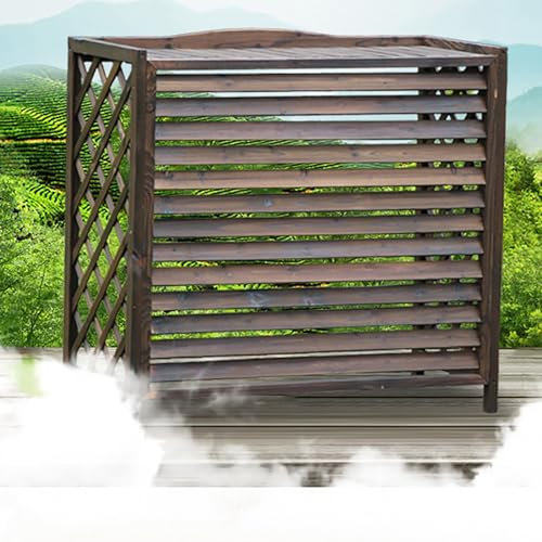 Legno massiccio Copertura Condizionatore Esterno,Facile da installare e durevole，Esposizione E Decorazione Di Fiori，Copri Condizionatore Da Legno,per Giardino, Prato，parete，balcone(L115*W54*H95cm)