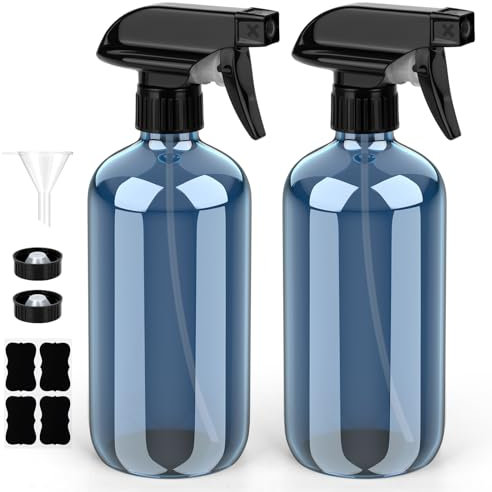 Bontip Glass Spray Bottle, Indigo Blue Glass Spray Bottle Set & Accessories Refillable for Plants Window Cleaners Aromatherapy Facial Hydration Watering Flowers Hair Care (2 Pack/16 oz)(Indigo)