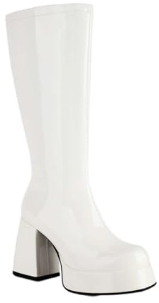 Women's Long Boots Fashionable Plain Long Boots for Women with Smooth Zip and High Heel Santa Claus, White, 9 UK