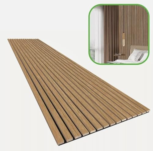 Acoustic Wall Panelling 2400mm x 600mm Decorative 3D Slatted Wood Effect (Natural Oak)
