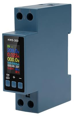 Compteur electrique consommation 8 In 1 40A compteurs d'énergie 220V AC Parafoudre et surtension Avec surtension Surtempérature Surintensité et protection contre les pannes de courant (KWS-303)