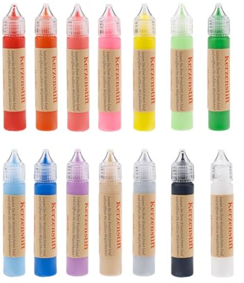 Ovaletta 14 färger ljusmålningsset, ljuspennor, vaxplattor för ljus, ljuspennor, ljuspennor för dekoration, keramiskt målningsset, 25 ml vardera