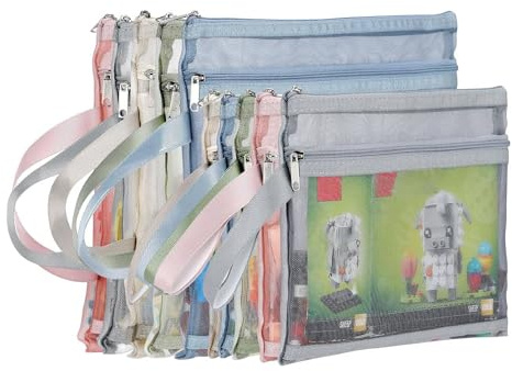 Asyduey Paquete de 10 Bolsas de de Doble Capa de Colores con Cremallera, Juegos de Bloques de ConstruccióN, Almacenamiento y OrganizacióN de Juguetes, 5 Piezas A4+5 Piezas A5