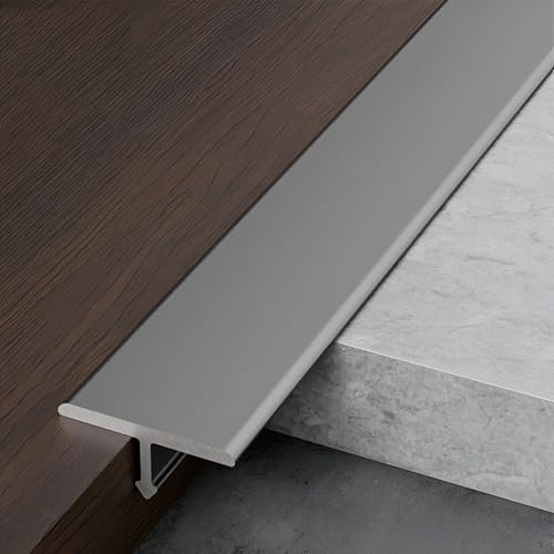 T-förmige Bodenleiste, 3er-Pack Schwellenleisten Aus Aluminiumlegierung, Übergangsleiste, Übergangsprofil, Boden Abdeckleiste, Geeignet Für Übergangslücken Zwischen Flachen Böden(Gray,90*0.8cm)