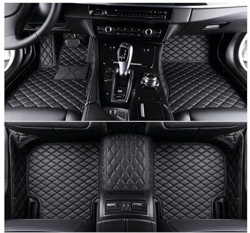 TVVXIO 4 Stück Luxus Autofussmatten für Audi A4 B6 B7 2001-2008, Luxus-Kunstleder-Automatten Allwetter-Fußmatten wasserdichte Auto Fussmatten Set,A Black