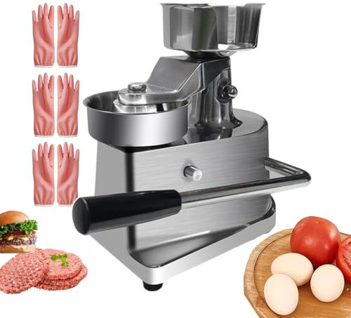 QUSYZD Hamburger Patty Maker + Carta di separazione, pressa per Biscotti Manuale per Hamburger con Vassoio per Alimenti da 4″/5″/6″, Macchina per la formatura di Hamburger Commerciale per la,