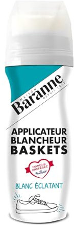 Baranne Applicateur Blancheur Basket | Ravive la blancheur des chaussures en cuir, toile et synthétique | Brillance intense | Applicateur mousse | 75ML