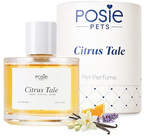 Posie Pets Dog Perfume Spray Long Lasting with Orange Blossom, Lavender, Vanilla Scent - Water-Based, Vegan Cologne - Luxury, Alcohol-Free Grooming Deodorizer for Dogs - Citrus Tale, 3.4 Fl Oz