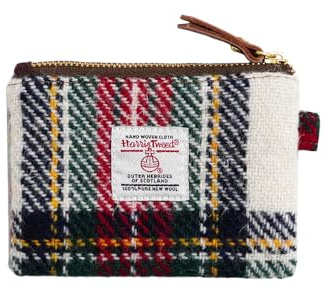 Harris Tweed Mini portamonete fatto a mano, borsa per rossetto vintage britannica portatile, portafoglio porta carte di credito e documenti con cerniera YKK per donne e uomini