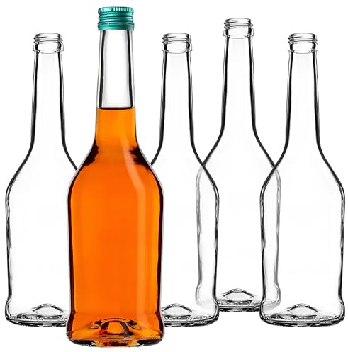 KADAX Lot de 10 bouteilles de liqueur vides en verre, 500 ml, pour remplir l'huile, le vinaigre, les liqueurs, le vin et l'alcool, vertes