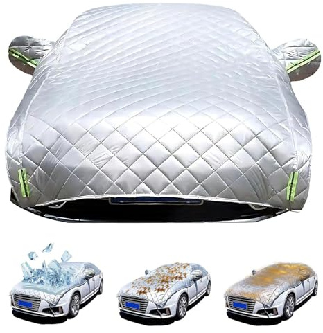 Car Cover Waterproof for VW Golf R (2010-2023), Exterior Half Car Covers with Cotton Lining, Outdoor 5 Layers Thickened Hail Protector Padded Hail Blanket