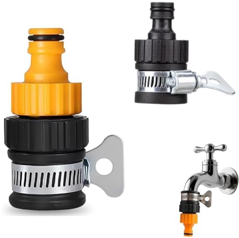 2pcs Hose Tap Connector for Hose and Pipe Universal Tap Connector Adapter Adjustable Mixer Taps Adapter Easy Tight Connection for Kitchen, Garden, Car Washing, Watering, Standard Taps and Hoses