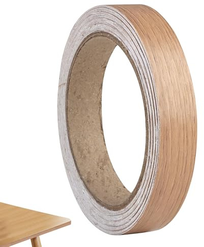 Edge Banding Tape, 18mm x 10m, Light Walnut | Melamine Surface With Bonded Film, Resists Moisture And Scuffs, Refinishes Cabinet Edges, For Kitchen Desks