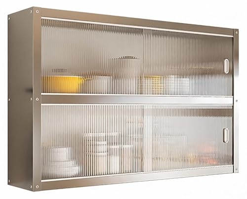 YSPZDQ Kitchen Wall Mounted Cabinet with Sliding Doors, Easy to Clean Stainless Steel Kitchen Cabinet, Wall Unit for Kitchen, Bathroom, Bedroom, Garage, Laundry Room(100 x 35 x 70cm)