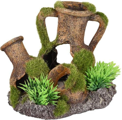 Décoration aquarium amphores empilées cachettes effet mousse 10 cm