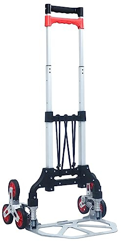 Ordellia Carro plegable de aluminio para escaleras de 70 kg, mango ajustable de 63 a 100 cm, con plataforma para mudanzas, construcción, taller