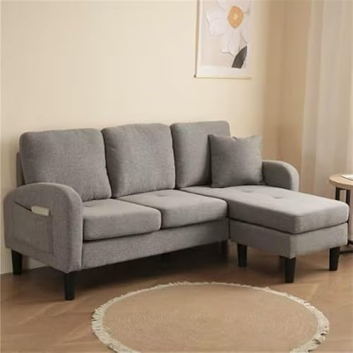 BTM L-shaped Corner Sofa with Chaise Lounge – 3-Seater Sofa, 166 x 118 x 77 cm, Breathable Cotton-Linen Fabric, Plastic Legs, Modular Design, Ideal for Living Rooms, Apartments, and Offices