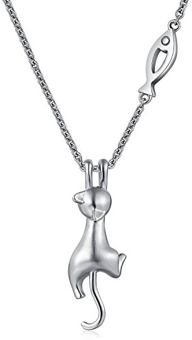 Miaofu Collar Gato de Plata de Ley - Colgante de Gato Para Mujer - Bisutería Para Niñas