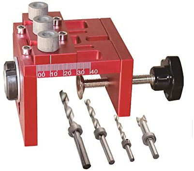 Pocket Hole Jig Set,CEIEVER 4 in 1 Taschenloch Bohrschablone Multifunktion Bohrer-Locator mit Positionierungsclip Schrägloch Bohrschablone Taschenloch Bohrhilfe für die Holzbearbeitung (4)