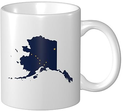 934 Tazze da tè 330Ml Mappa delle Bandiere Dell'Alaska Tazza in Ceramica Personalizzata Tazza da caffè in Ceramica Personalizzabile Tazza di Latte per Natale, Fidanziati, Regalo Festa