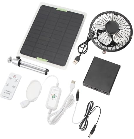 Tyenaza Solarpanel-Lüfter, 20 W, 2350 U/min, Lüftungsventilator, 6 Zoll Abluftventilator, Solarbetriebener Ventilator Mit Fernbedienung
